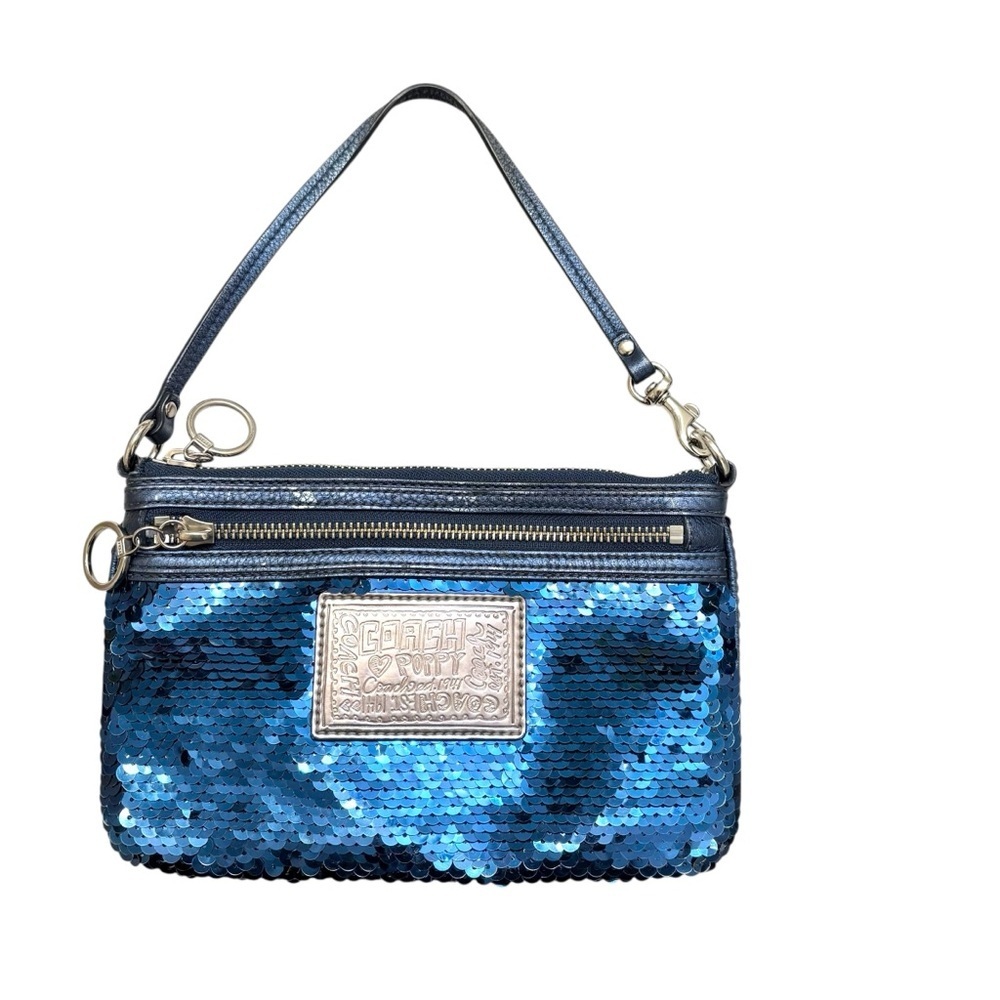 Coach blue sequins poppy mini bag evening formal - Picture 8 of 10